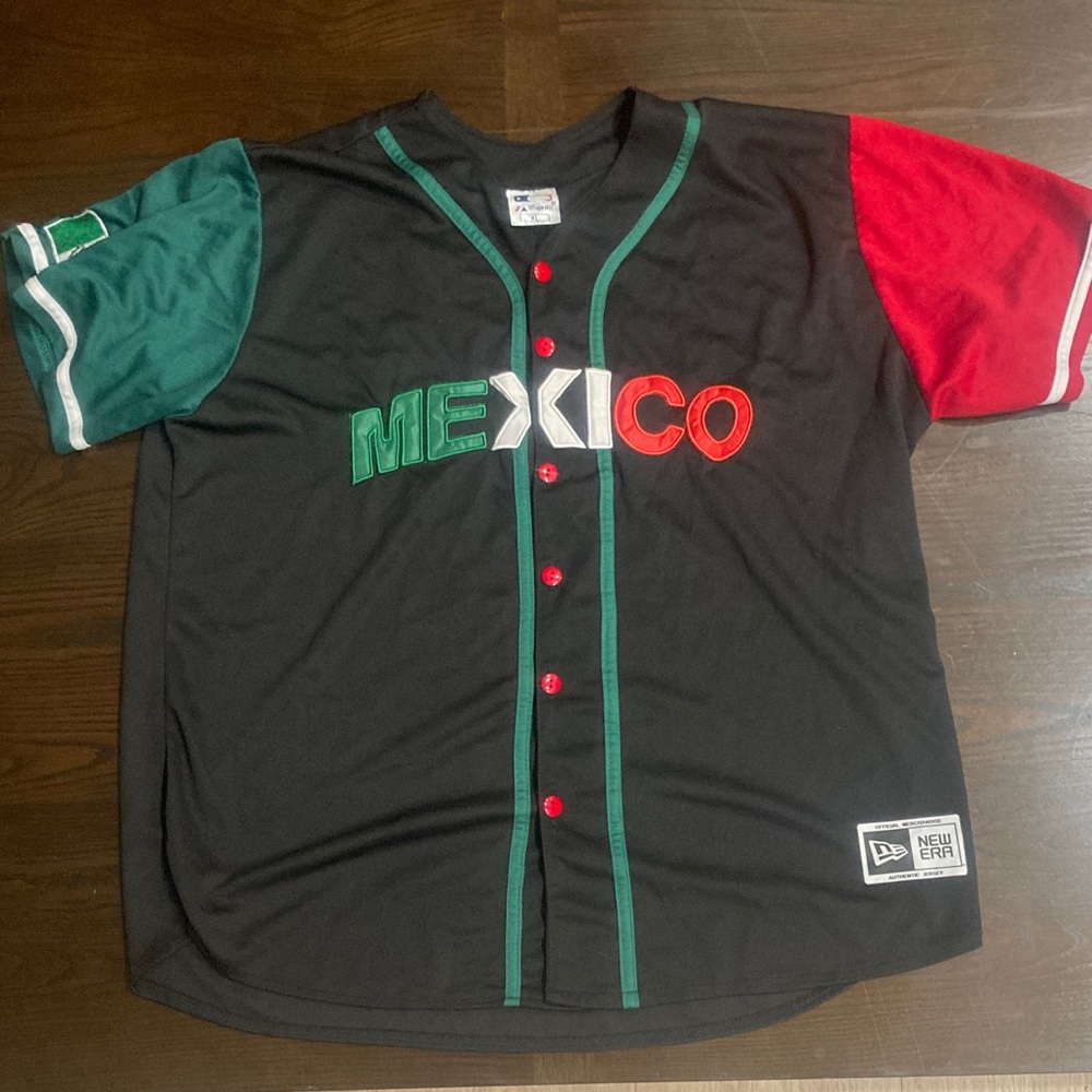 New Era Black Mexico Jersey with Red and Green Accents